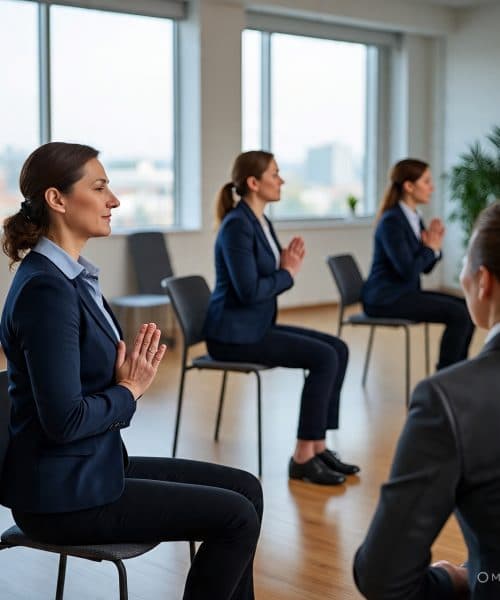 Corporate yoga session